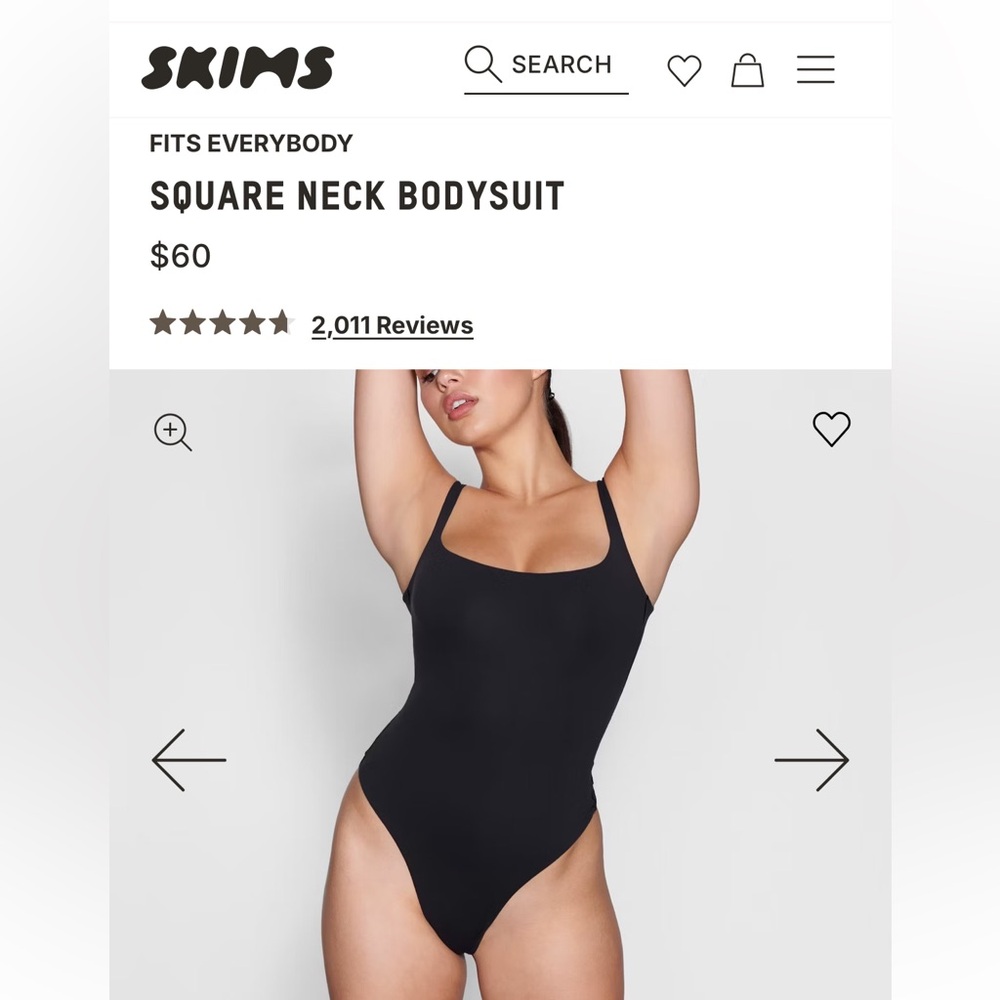 SKIMS fit, everybody squared neck, thong bodysuit